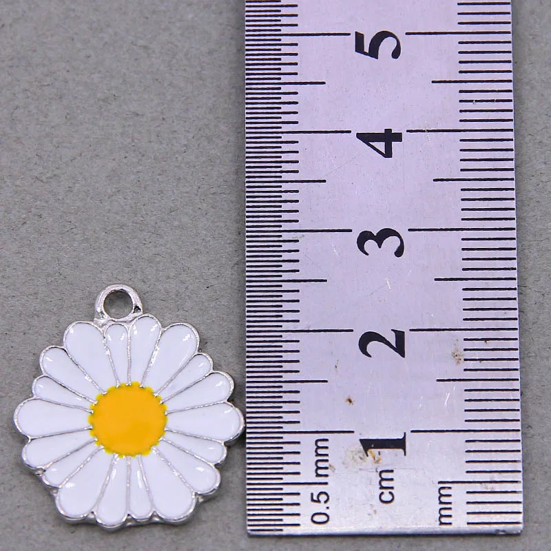 

6pcs 23mm Zinc Alloy Golden Enamel Daisy Flowers Charms For DIY Fashion Jewelry Necklace Earrings Making Accessories