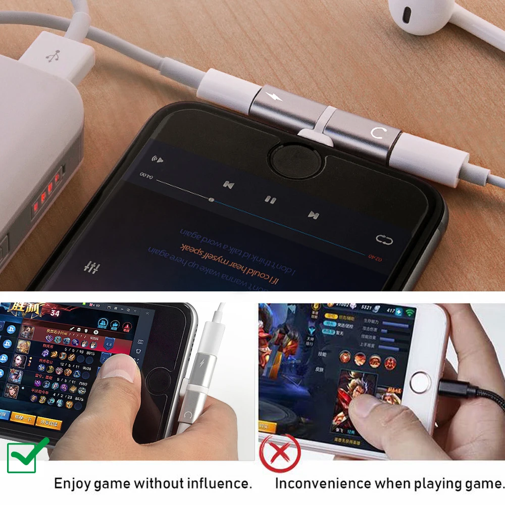Для Apple iPhone X 7 8 Plus XS Max XR аудио зарядка двойной адаптер сплиттер разъем для наушников AUX разъем конвертер
