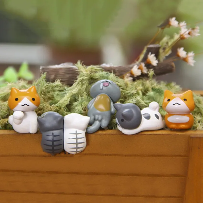 

Cute 6 Piece Miniature Fairy Garden Cat Ornament Outdoor Decor Home Decoration