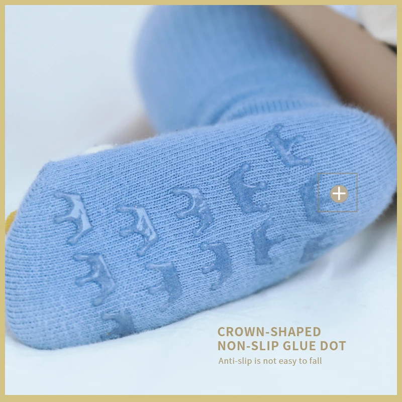 Мягкие хлопковые носки с милыми животными для малышей зимние нескользящие