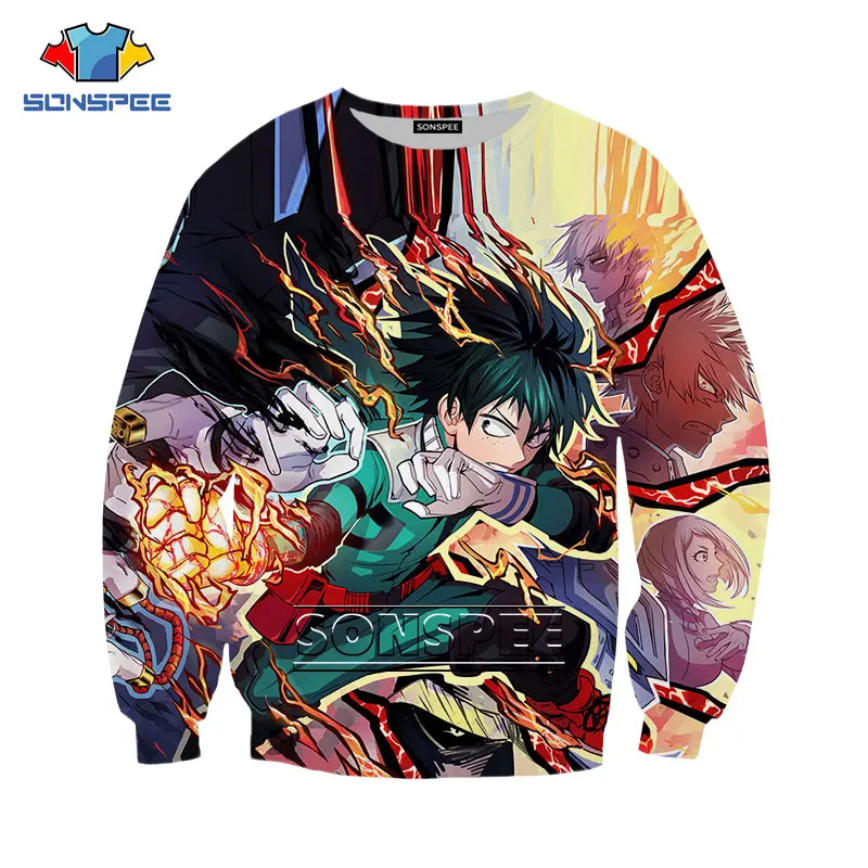 

Свитшот Bakugou Katsuki Todoroki Shouto, повседневные мужские пуловеры с 3D-принтом в стиле Харадзюку, топы большого размера с длинным рукавом
