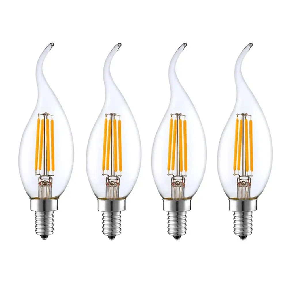 E14 LED Filament Bulb Edison Retro Candle Light 2W/4W/6W Warm/Cold White AC220-240V 360 Degree C35 Chandelier Lamp