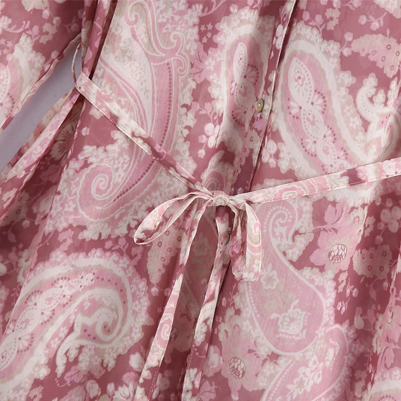 

Print Chiffon Long Blouse Women 2021 Summer Thin V-neck Sexy shirt dresses Female Fashion Loose Split Boho Blusa New YNZZU 1D055