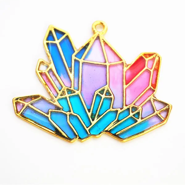 Diy клей УФ смола кристалл минеральный кластер металлическая полая Рама цвет