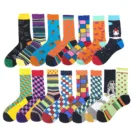 Забавные мужские счастливые носки, изысканный абзац, ромбовидный узор, ромбовидный рисунок, мужские ромбовидные трубки, забавные, большие размеры, чесаный хлопок