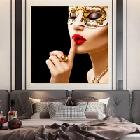golden mask beautiful woman wall art canvas painting prints and pictures poster for living room home decor interior cuadros
