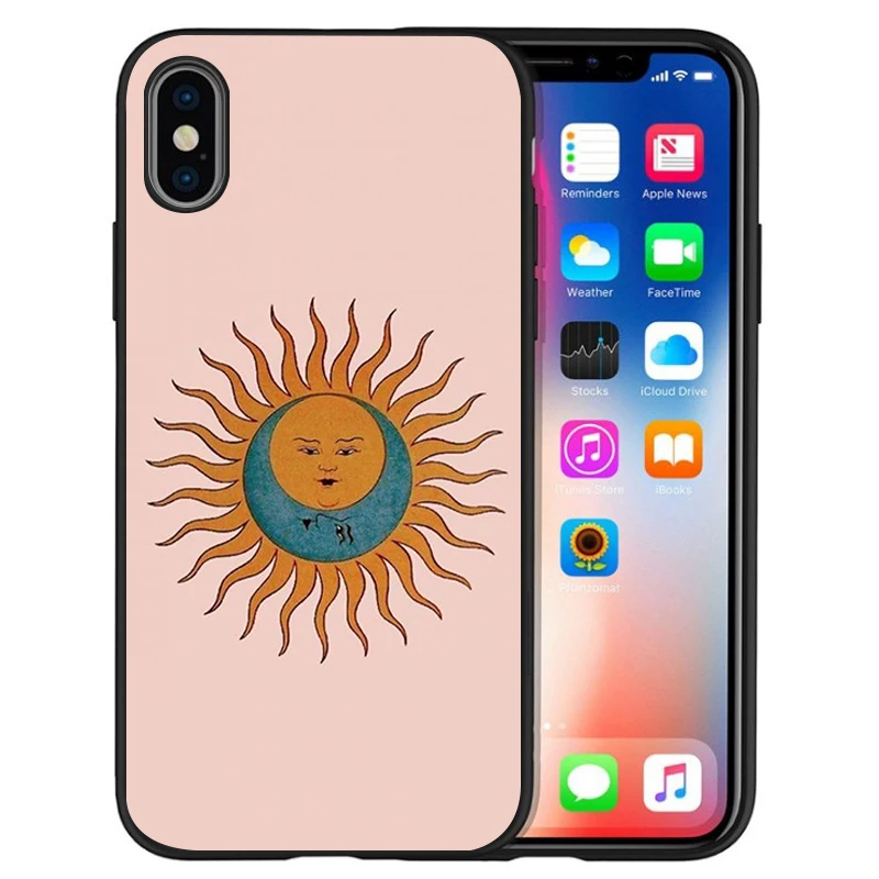 Запутанный Черный силиконовый чехол принцессы sun moon для iPhone 12 XR XS Max 5 5S SE 2020 6 6S PLUS 7 8