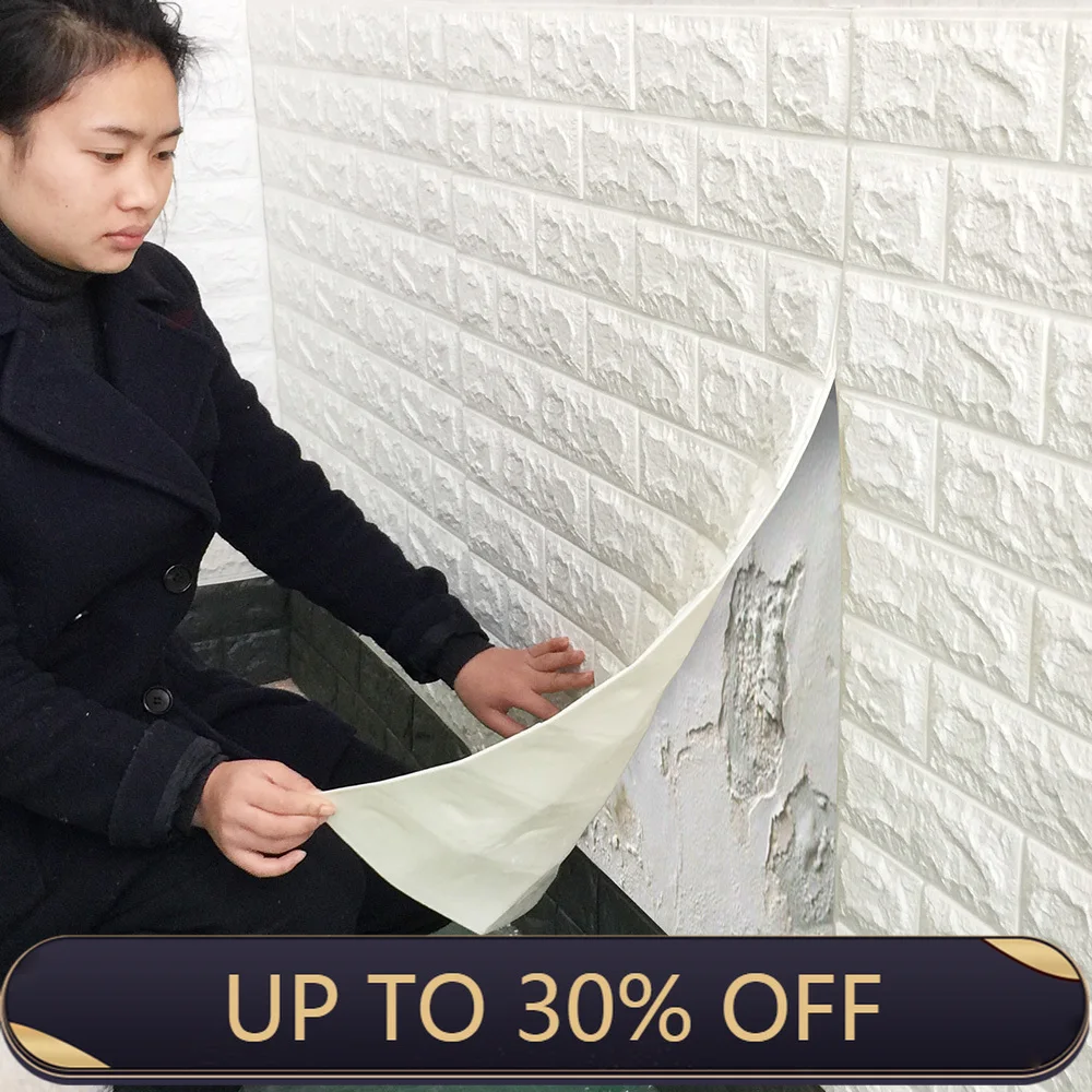 Полиэтиленовые 3D наклейки на стену в виде кирпича для гостиной детской спальни