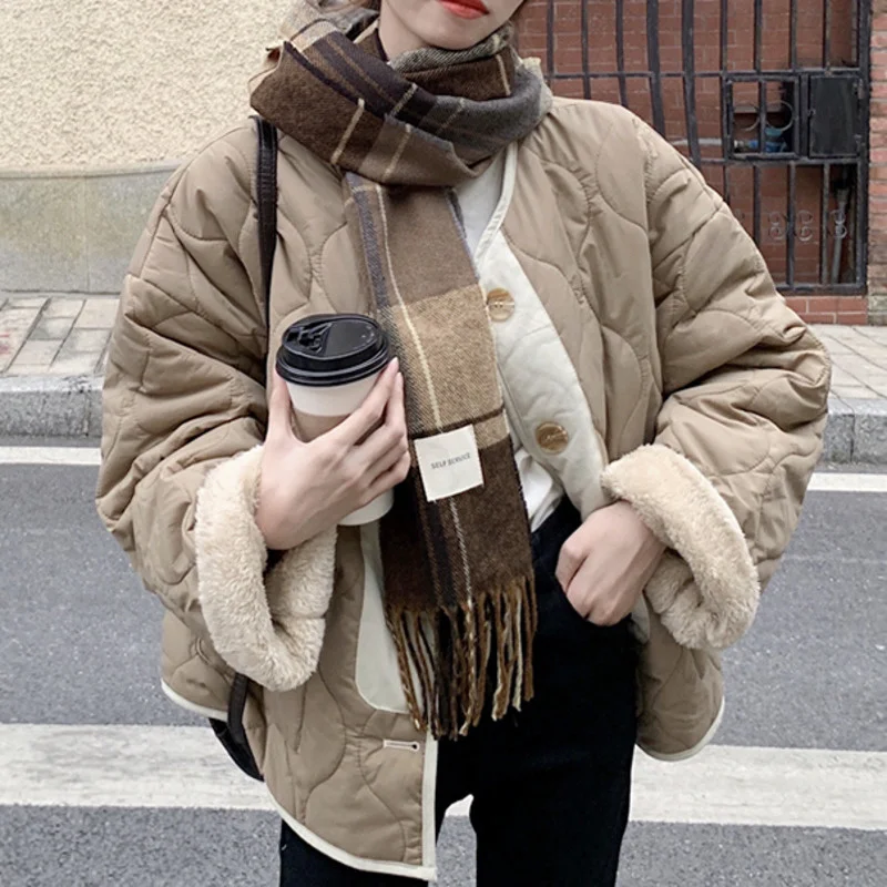 

Носите утепленную хлопковую куртку с обеих сторон. Новинка 2021, женский свободный дизайн в Корейском стиле на осень и зиму