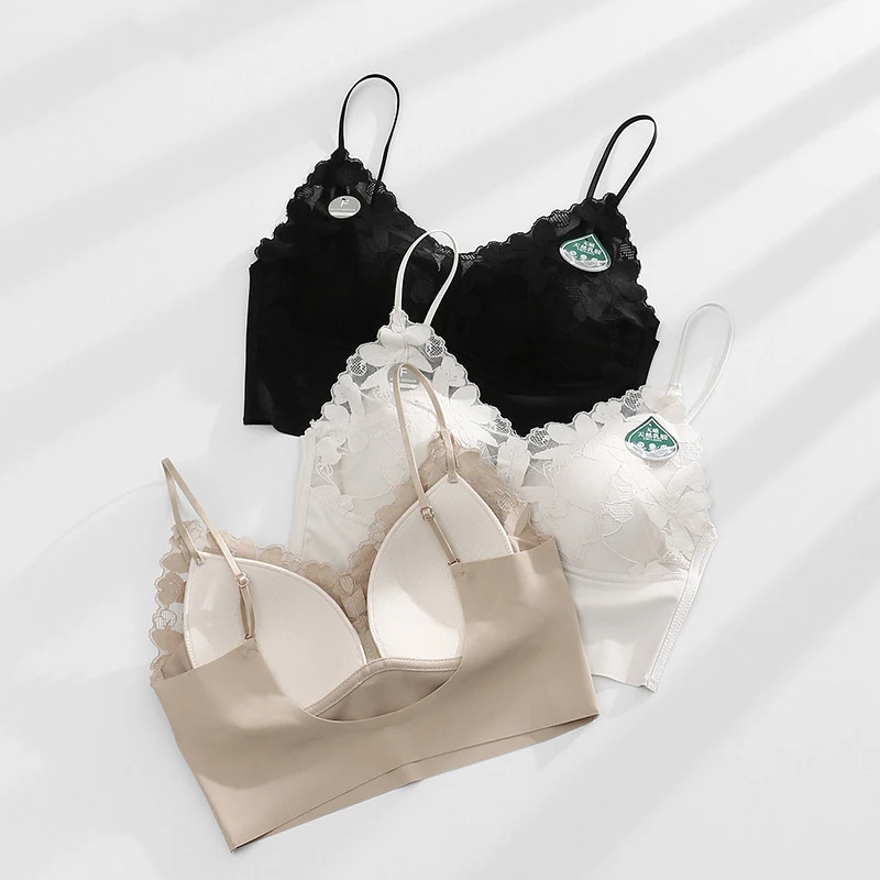 

Sexy Underwear Women Lace Bralette Top Backless Padded Wireless One Piece Cropped Tube Tops Ropa De Mujer