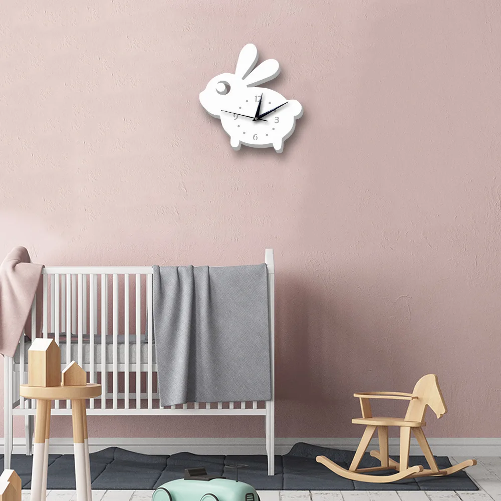 3D Маленький кролик настенные часы современный дизайн цифровой указатель ПВХ для