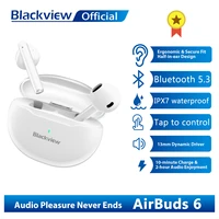 blackview airbuds 6 new tws wireless earphone bluetooth 5 3 stereo bass earbuds touch control hedset with mic headphones