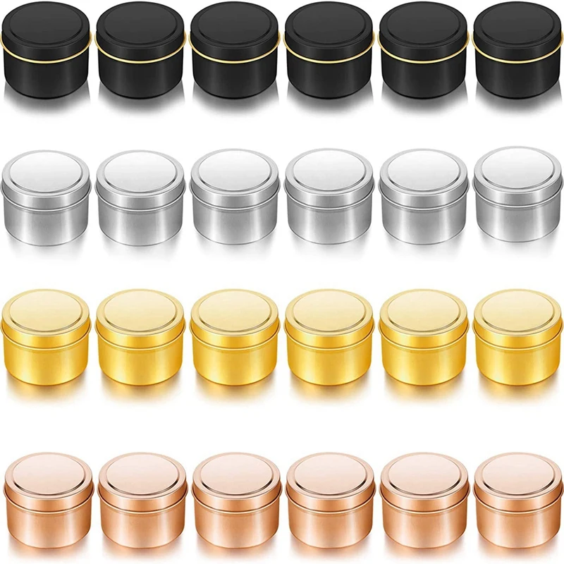 

24 Pieces Candle Tins 4 Oz Candle Jars, Metal Tin Cans DIY Candle Empty Tins Round Candle Containers for Candle Making