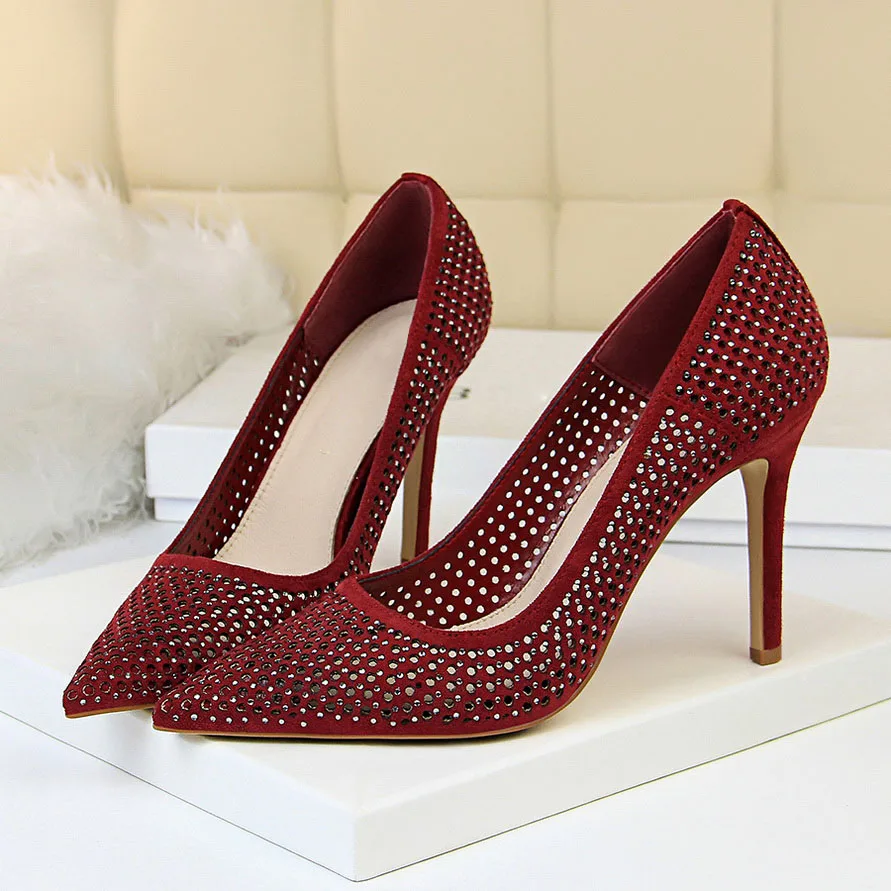 2019 Женские Зеленые ботинки винного цвета на высоком каблуке 9 5 см роскошные