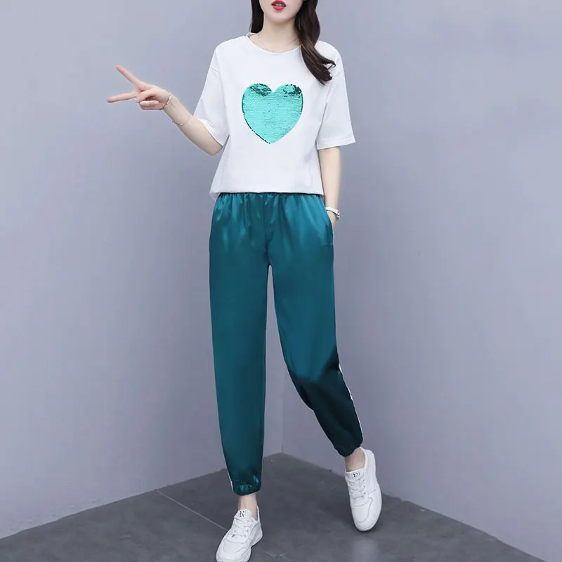 Женский спортивный костюм из двух предметов Повседневная футболка и шорты