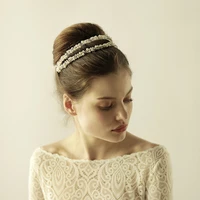 o863 metal woman crystal hair hoop wedding accessories luxury vintage fashion pearl hair hoop accessory bridal crown and tiara