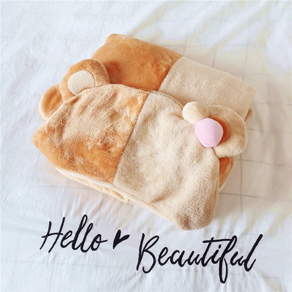 

High Quality Double Layer Cute Radish Rabbit Home Cloak Lazy Blanket Lunch Break Shawl Cape Color Matching Bear Student Blanket