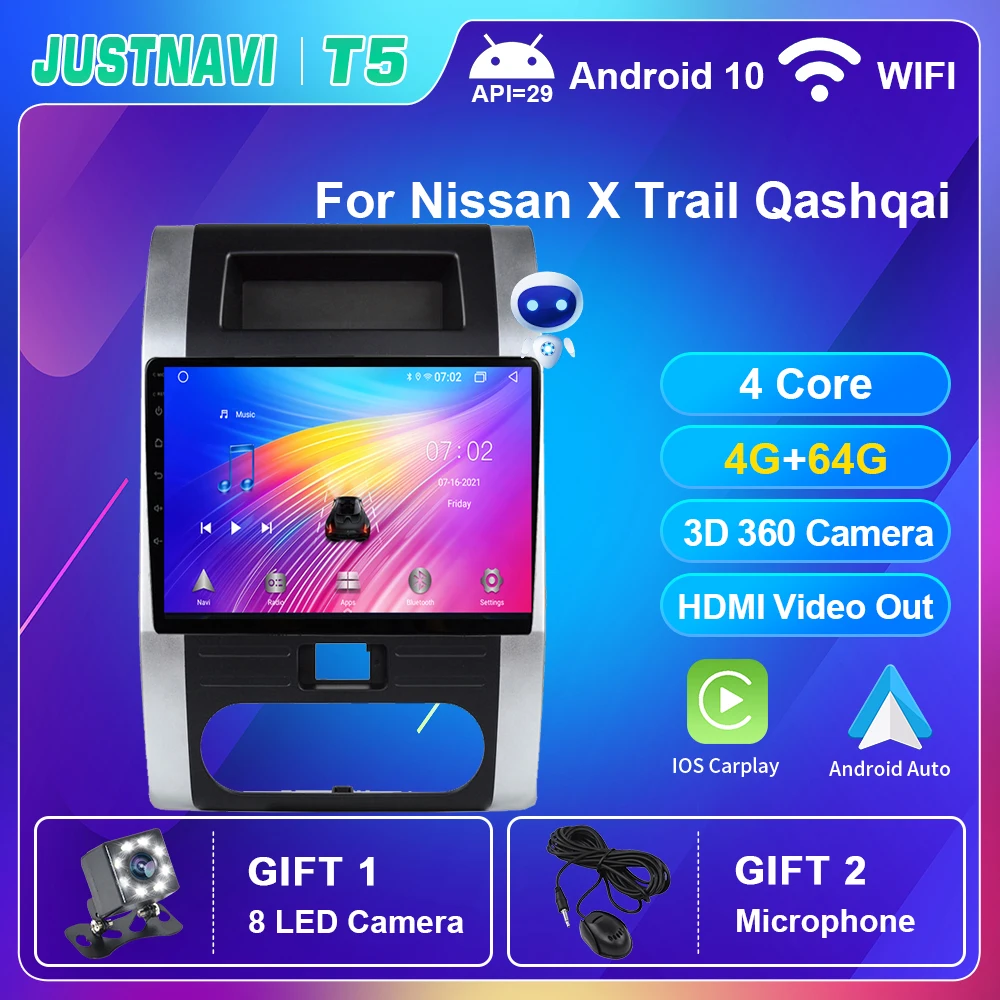 

WIFI 4G Car Radio For Nissan X Trail Qashqai 2007-2015 No 2 din Autoradio Carplay Multimedia GPS Video Player Navigation DSP DVD