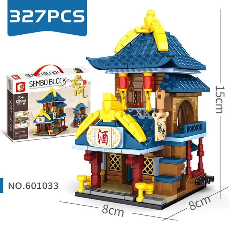 Конструктор SEMBO для детей уличные строительные блоки в китайском стиле винный