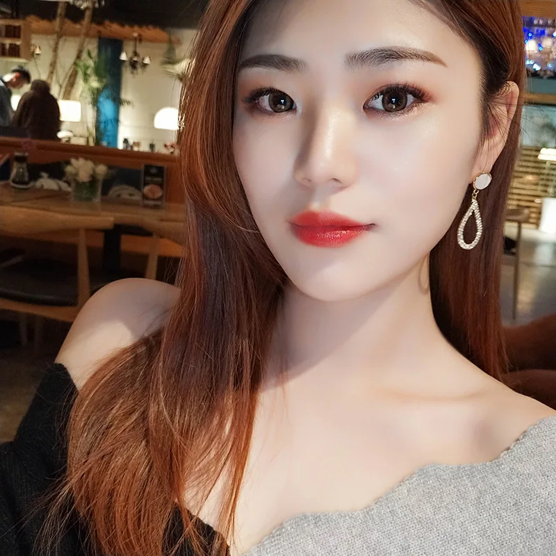 Корейские Новые Модные полые серьги в форме капли воды с фотоэлементами