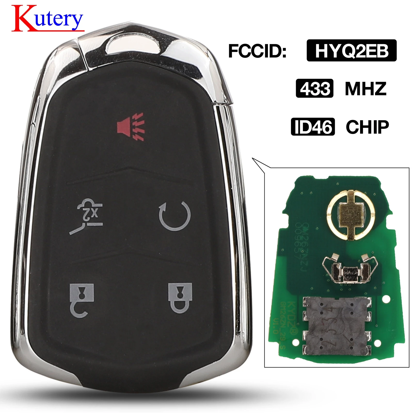 Kutery 5 кнопок умный дистанционный ключ брелок от машины id46 чип 433 МГц для Cadillac ATSL CTS