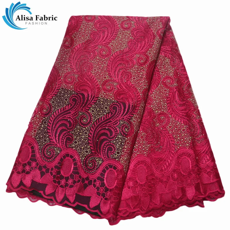 Африканская Тюлевая кружевная ткань с вышивкой вина Высококачественная