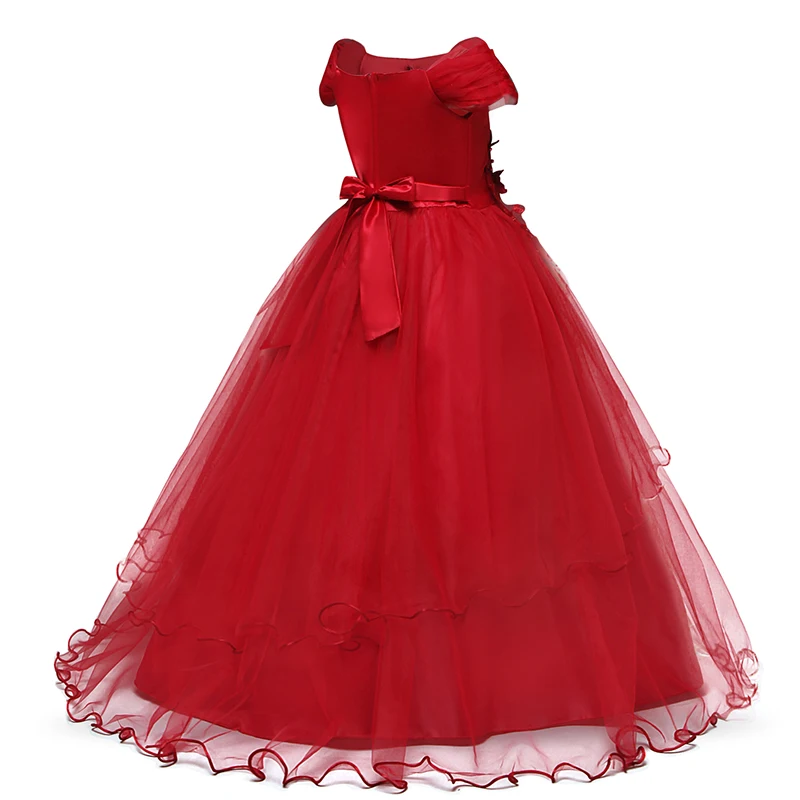 Purple Girls Long Flower Party Ball Gown Prom Dresses For Girl Kids Princess Wedding Teenagers Children First Communion Dress | Детская
