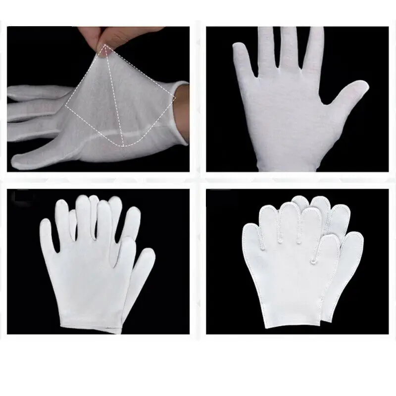 

6Pairs White Inspection Cotton Work Gloves Coin Jewelry Lightweight S M L XL
