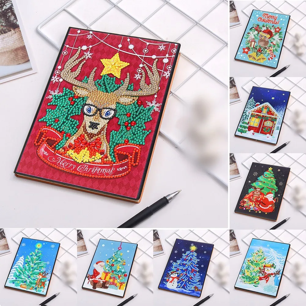 

Christmas A5 Notebook Notepad Diy Special Shaped Diamond Painting 50 Pages Xmas Decoration Noel Favors Gifts For New Year 2022