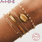 AIDE золотой браслет 925 стерлингового серебра браслеты из нержавеющей стали для девочек мода 2020 ювелирные украшения для женщин, цепочка на подарок Браслеты Mujer