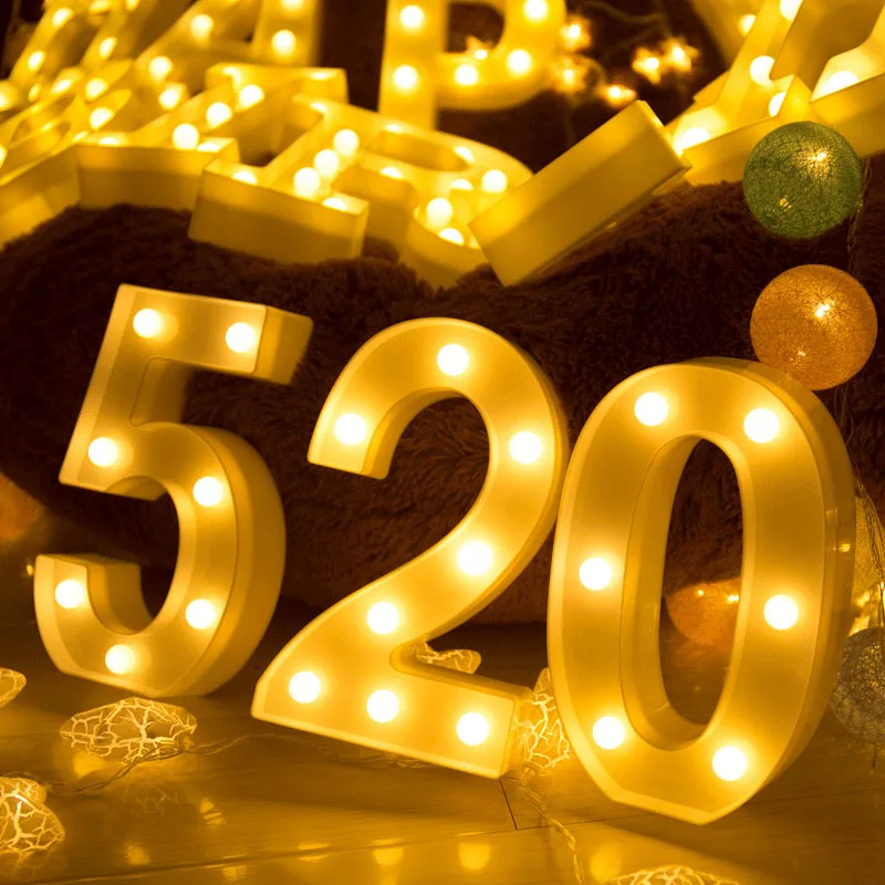 Letter Night Light Luminous LED 0-9 Number 26 English Alphabet Battery Lamp Brithday Wedding Party Christmas Decoration | Дом и сад