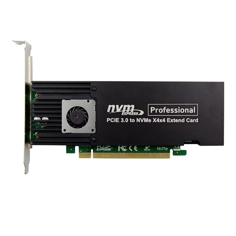 

PCI-E 3.0 X16 ASM2824 to X4X4 NVMe M.2 M KEY SSD Adapter Expansion Card for Miner BTC Mining