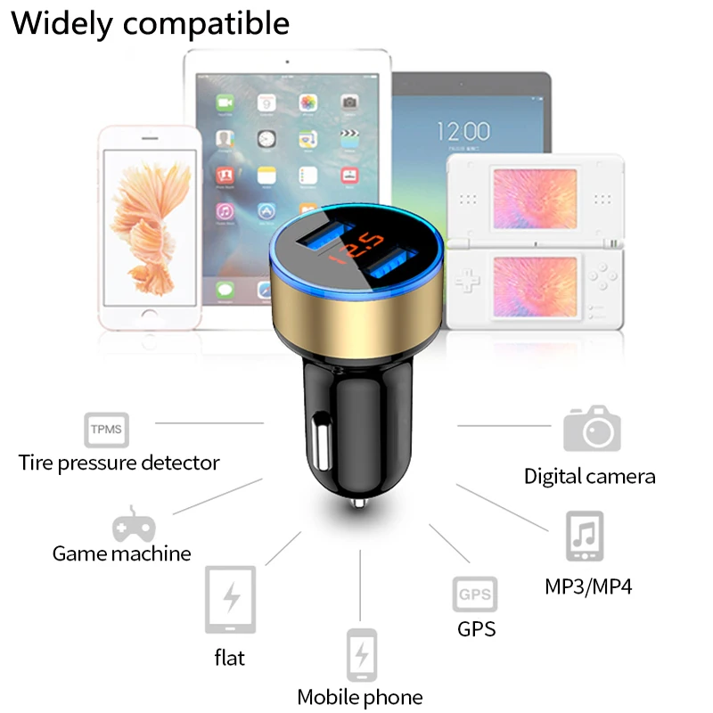 3.1A Dual USB Автомобильное зарядное устройство прикуривателя адаптер для быстрого