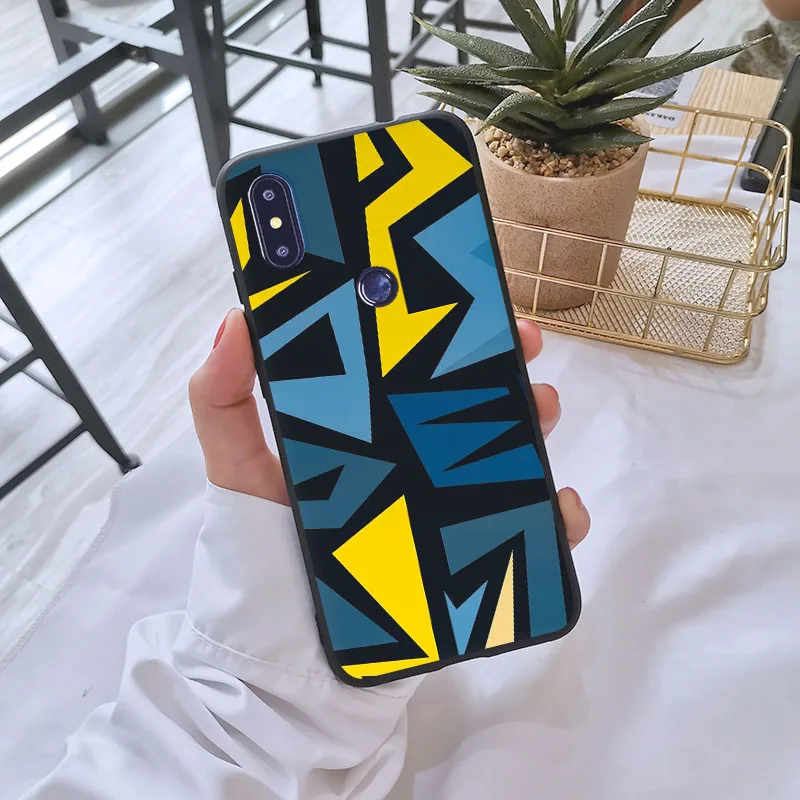Силиконовый чехол для телефона Xiaomi Mi Max Note 1 2 3 геометрический крутой Черный