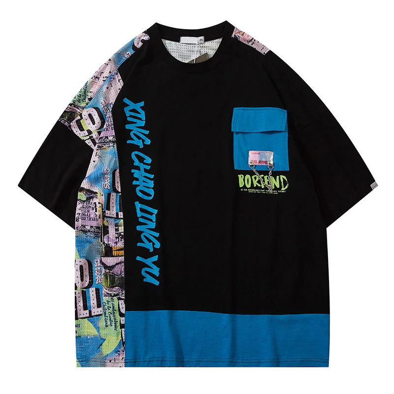 

Vefadisa Black White Stitching Color Women T-shirt 2021 Summer Letter Print T-shirt Fashion Oversize Female T-shirt QYF5879