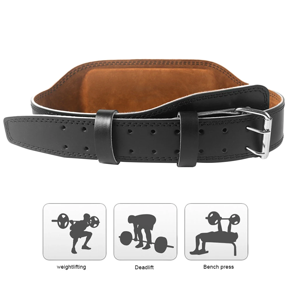 

Weightlifting Belt Lower Back Support Leather Powerlifting Cross Training Belt Adjustable for Men Women