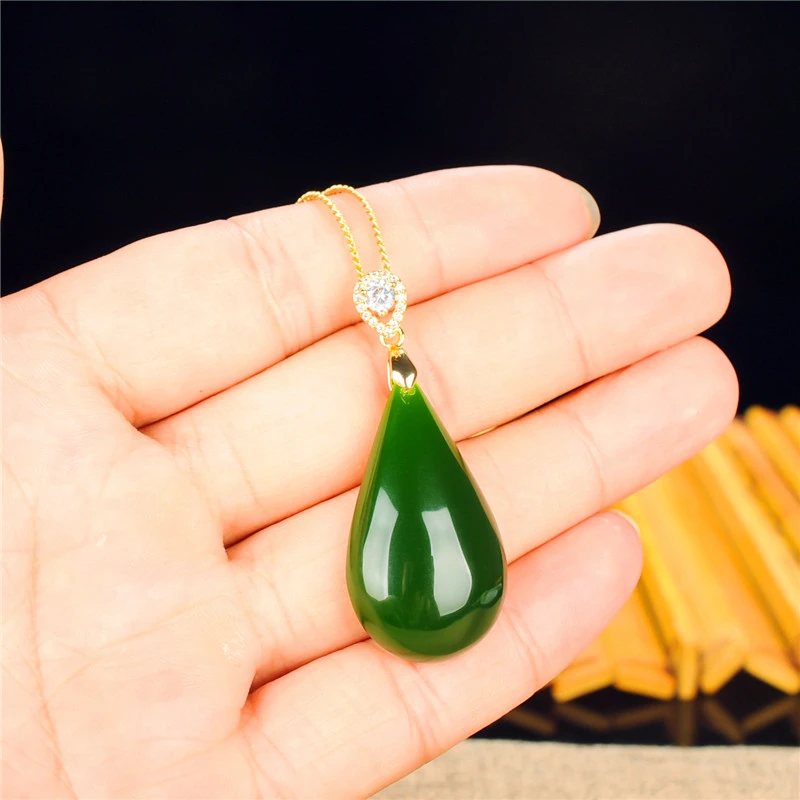 Подвеска из натуральной яшмы женский кулон в виде капли воды серебра 925 пробы с