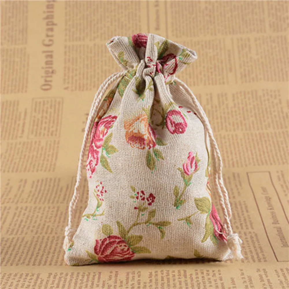 

Favor Sacks Linen Pouches Party Wedding Bag Jewelry Double Burlap Bags