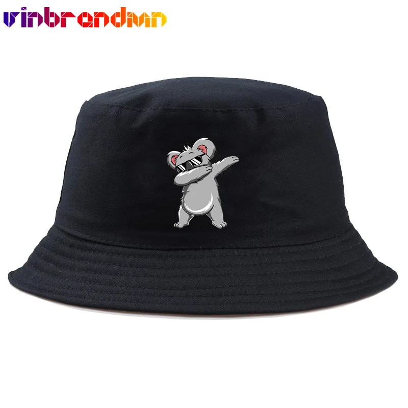 

Dabbing Koala Unisex Bucket Hat Funny Dab Dance Gifts Print Panama Bucket Hat Cute Koala Cap Foldable Fishing Sun Visor Hat