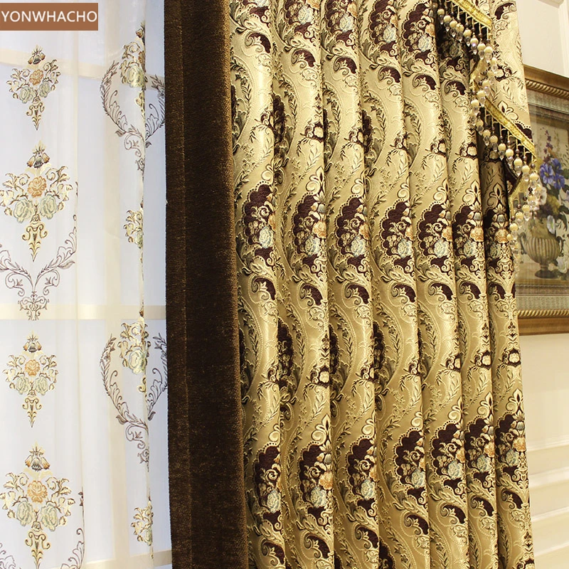 Занавески на заказ роскошная Европейская вилла гостиная плотная шениль