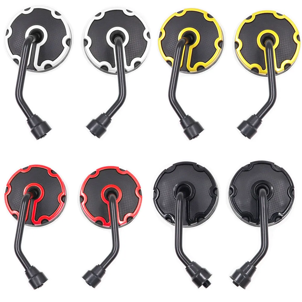 

Motorcycle 2.46" Round Handle Bar End Rear view Side Mirrors For Street Bikes Clear Lense