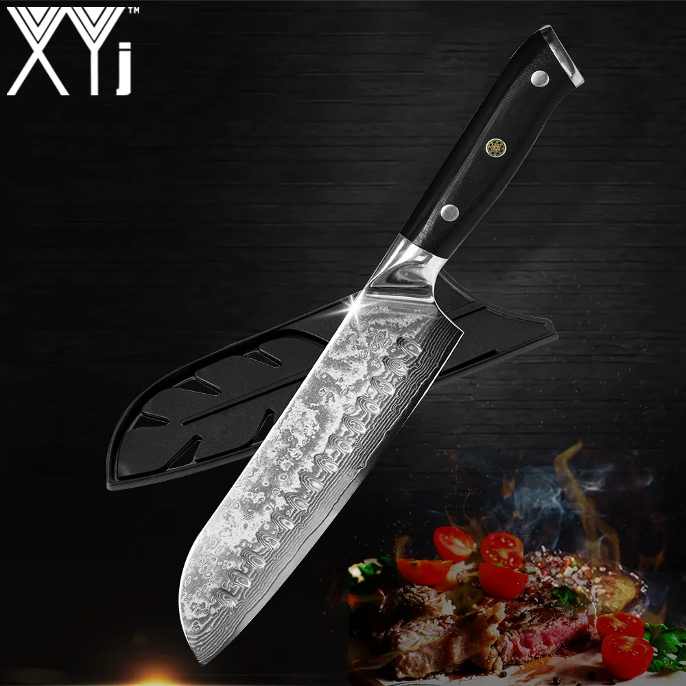 

XYj Japanese Style Samlon Sushi Sashimi 7'' INCH Damascus Steel Chef Knife VG10 Sharp Blade Meat Fish Cooking Accessory Tool