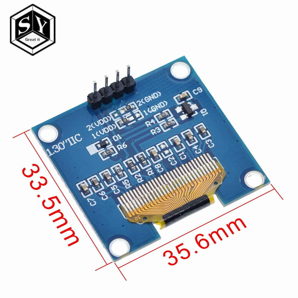 Здорово 1 шт. 4PIN 1," O светодиодный модуль белый/синий цвет 128X64 1,3 дюймов O светодиодный ЖК-дисплей светодиодный Дисплей модуль 1,3" IIC I2C общаться
