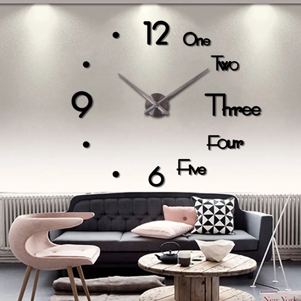 

Simple Silent Acrylic Large Decorative DIY Numbers Wall Clock Modern Design Living Room Home Decoration Wall Watch Wall Stickers