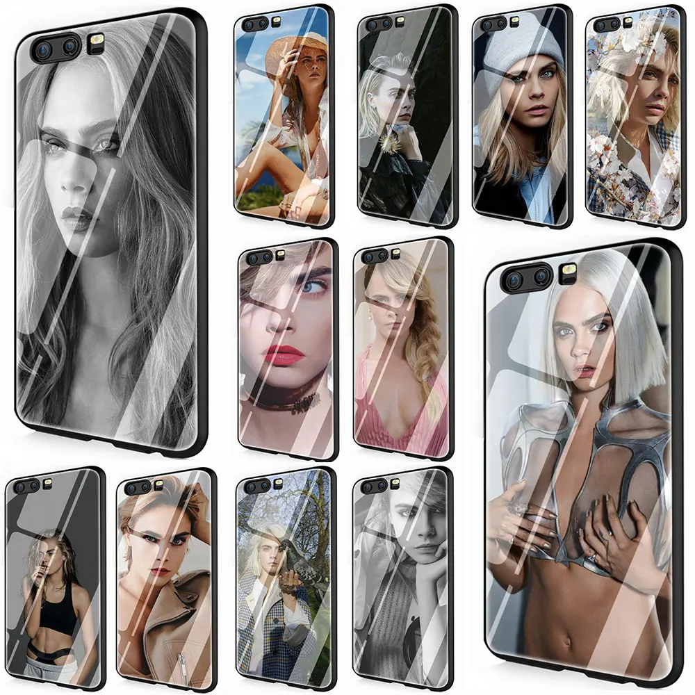 Чехол для телефона Cara Delevingne из закаленного стекла Huawei P10 P20 P30 Y6 Y9 Honor 8X 7A pro 9 10 Lite Mate