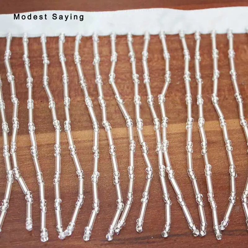 Серебро 9 см бисерная бахрома обрезанная лента швейная трубка отделочная