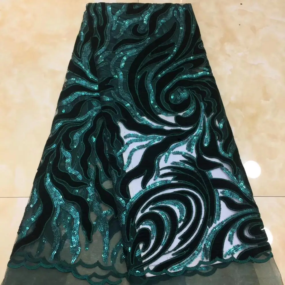 

popular velvet net lace fabric 5yards african net velvet lace fabric good quality african velvet lace for dress XZXDE071