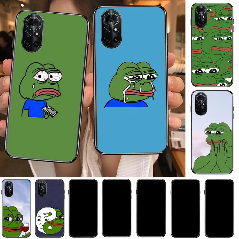 

PUNQZY Funny The Frog Face Cry Happy Couple Clear Phone Case For Huawei Honor 20 10 9 8A 7 5T X Pro Lite 5G Black Etui Coque H