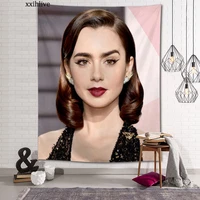 customized lily collins hanging fabric background wall covering home decoration blanket tapestry bedroomliving room wall decor