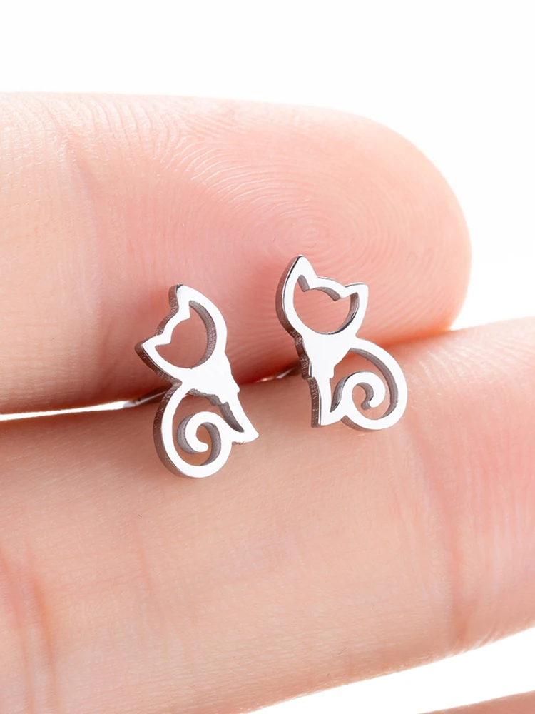 Серьги Sasusp из нержавеющей стали в форме кота для детей Рождественский и